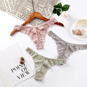 3 lace Thong Panties sexy Panty lingerie set women